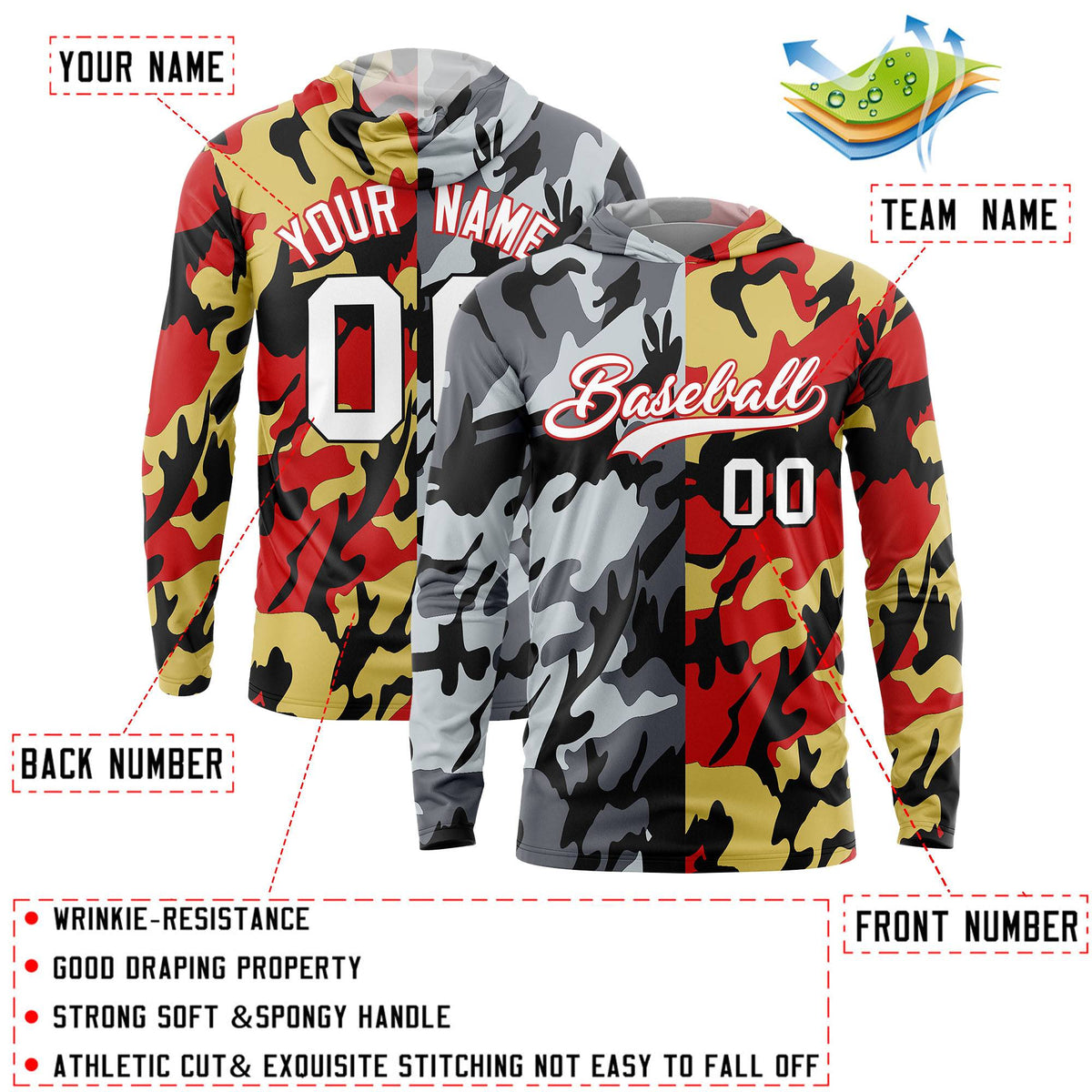 Custom Black Gray-Silver Personalized Camo Design Quick Dry Lightweight Hoodie| KXKSHOP