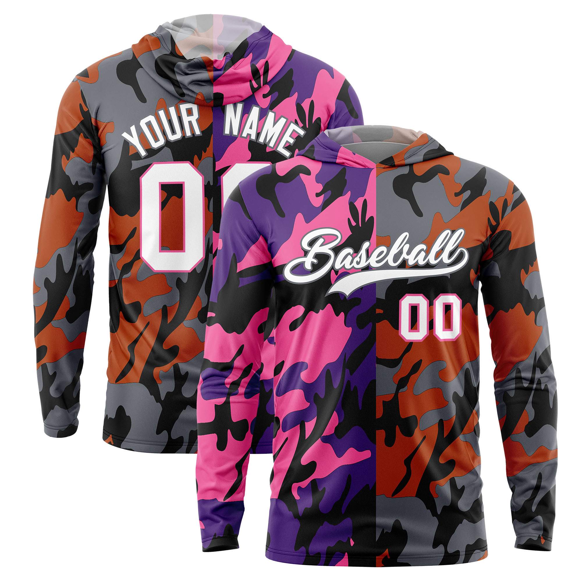 Custom Purple Pink-Black Personalized Camo Design Quick Dry Lightweight Hoodie| KXKSHOP