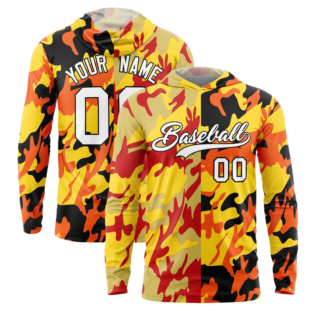 Custom Khaki Gold-Red Personalized Camo Design Quick Dry Lightweight Hoodie| KXKSHOP