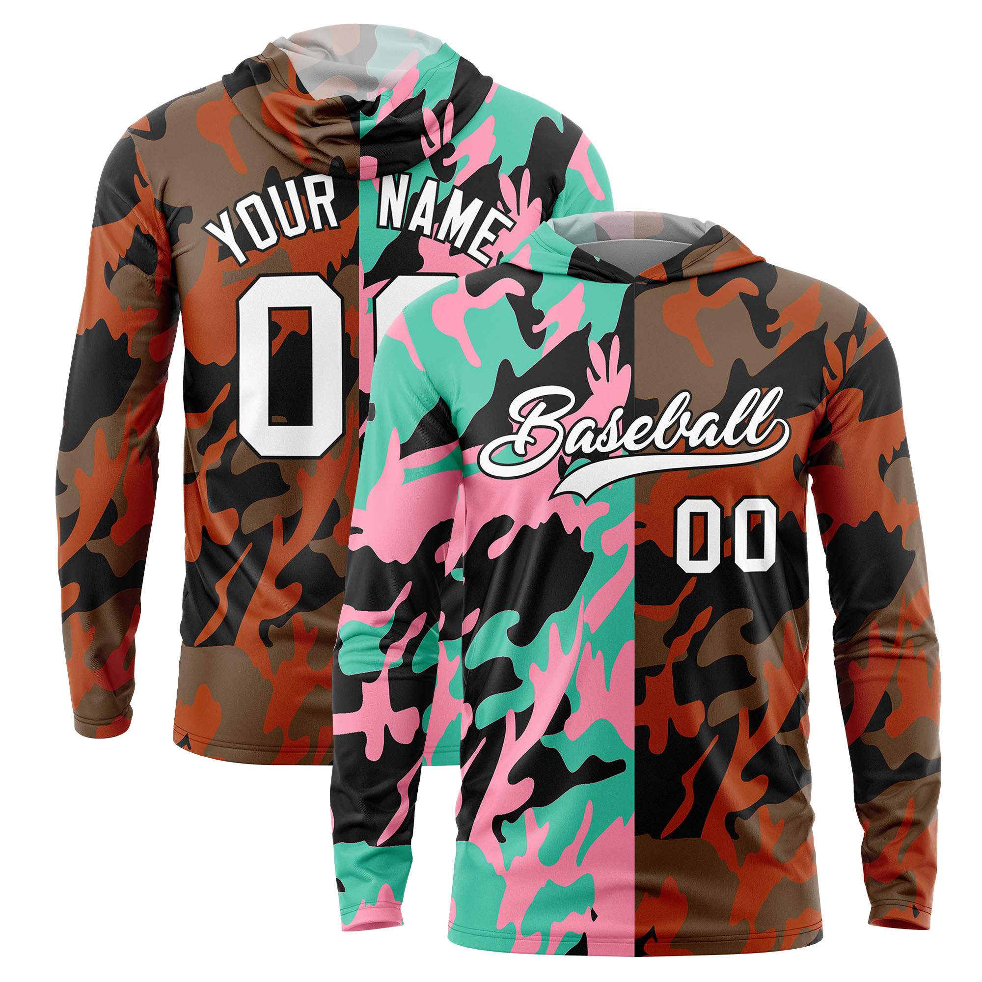 Custom Bright Green Light Pink-Black Personalized Camo Design Quick Dry Lightweight Hoodie| KXKSHOP