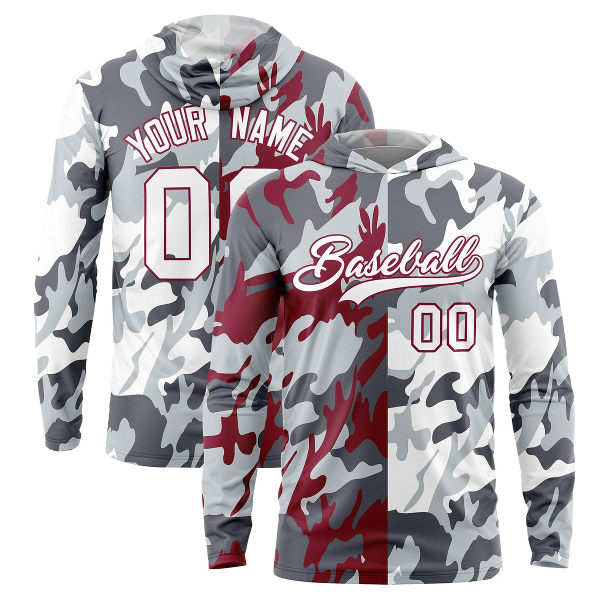 Custom Gray Crimson-Silver Personalized Camo Design Quick Dry Lightweight Hoodie| KXKSHOP