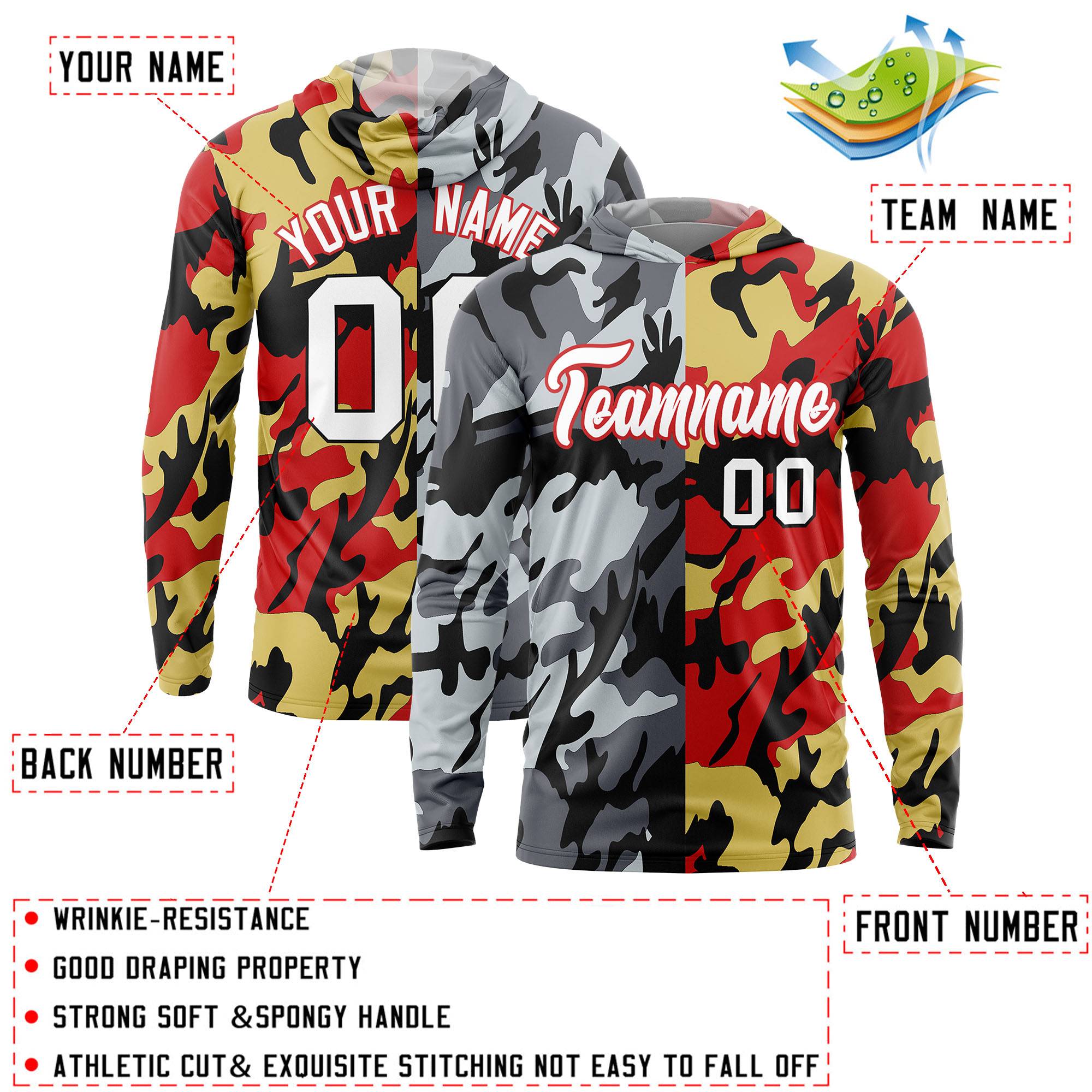 Custom Black Gray-Silver Personalized Camo Design Quick Dry Lightweight Hoodie| KXKSHOP