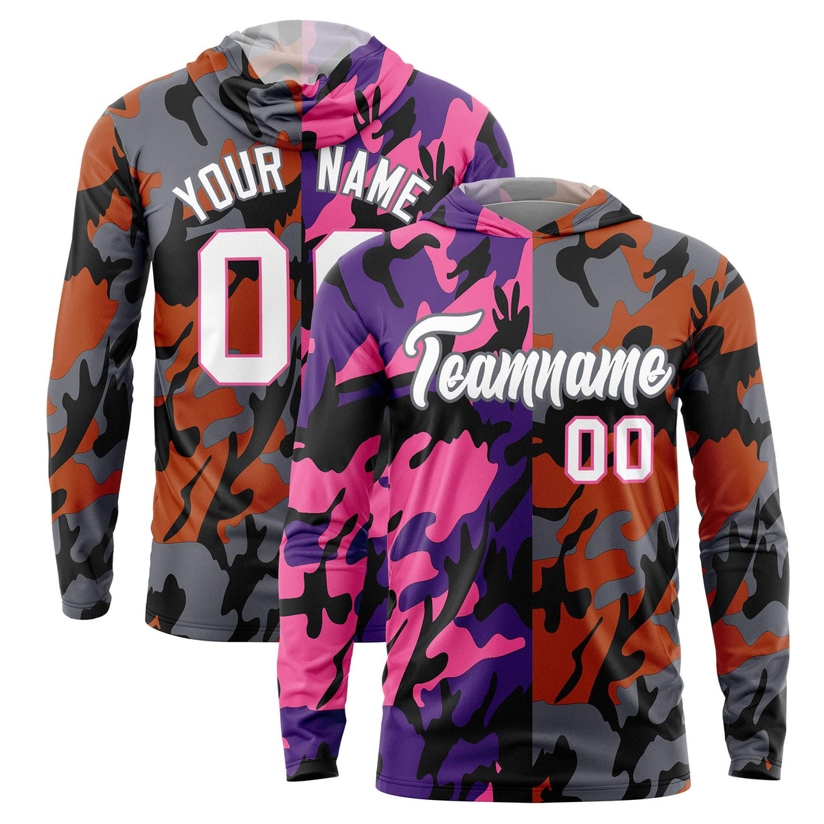 Custom Purple Pink-Black Personalized Camo Design Quick Dry Lightweight Hoodie| KXKSHOP