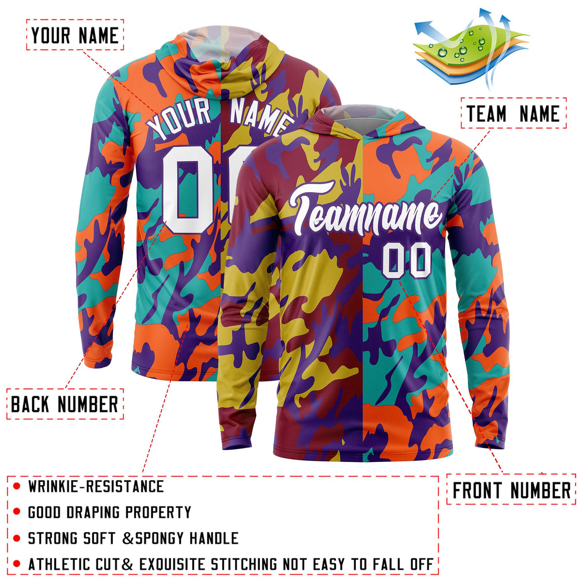 Custom Crimson Old Gold-Purple Personalized Camo Design Quick Dry Lightweight Hoodie| KXKSHOP