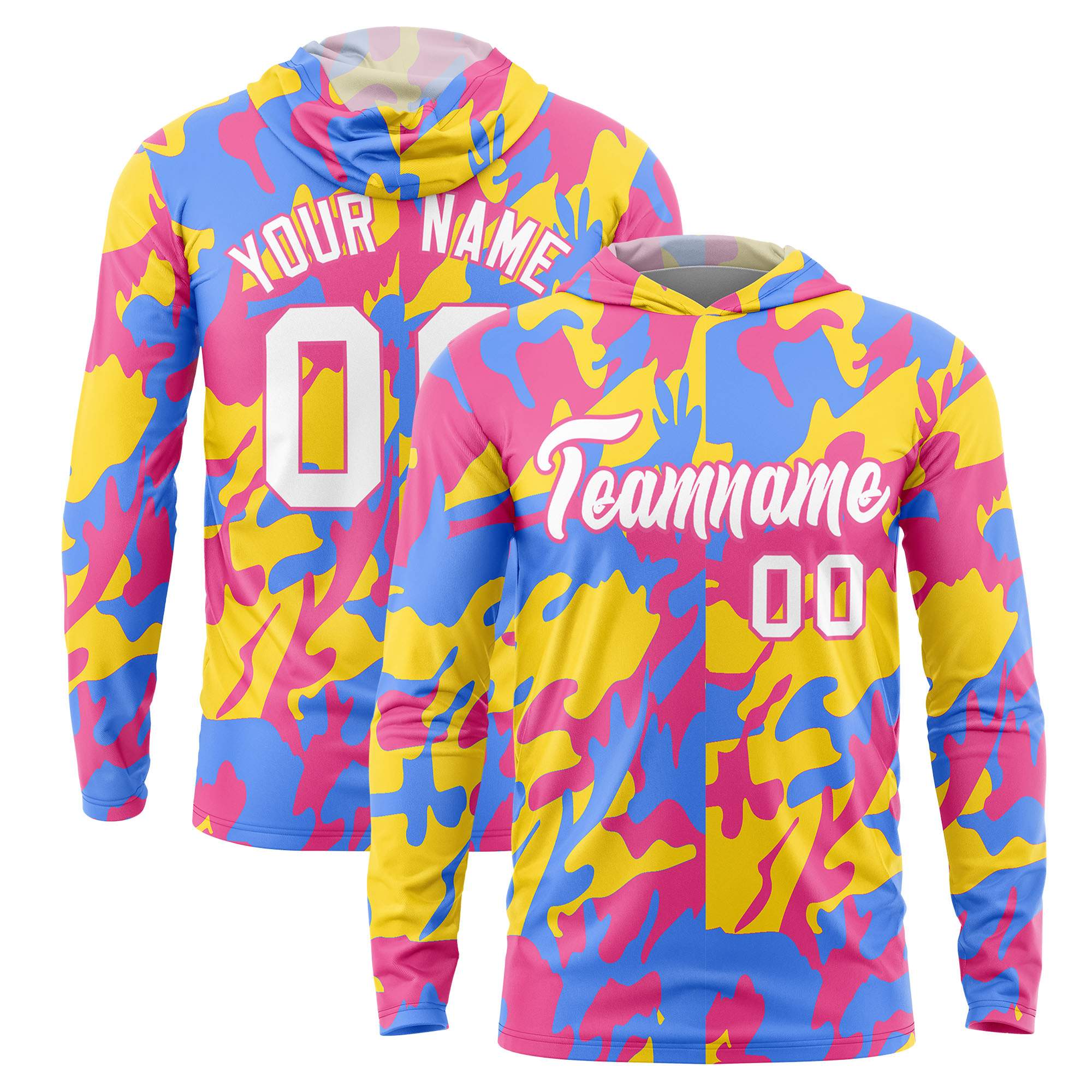 Custom Pink Gold-Powder Blue Personalized Camo Design Quick Dry Lightweight Hoodie| KXKSHOP