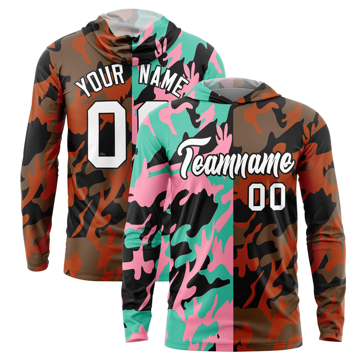 Custom Bright Green Light Pink-Black Personalized Camo Design Quick Dry Lightweight Hoodie| KXKSHOP
