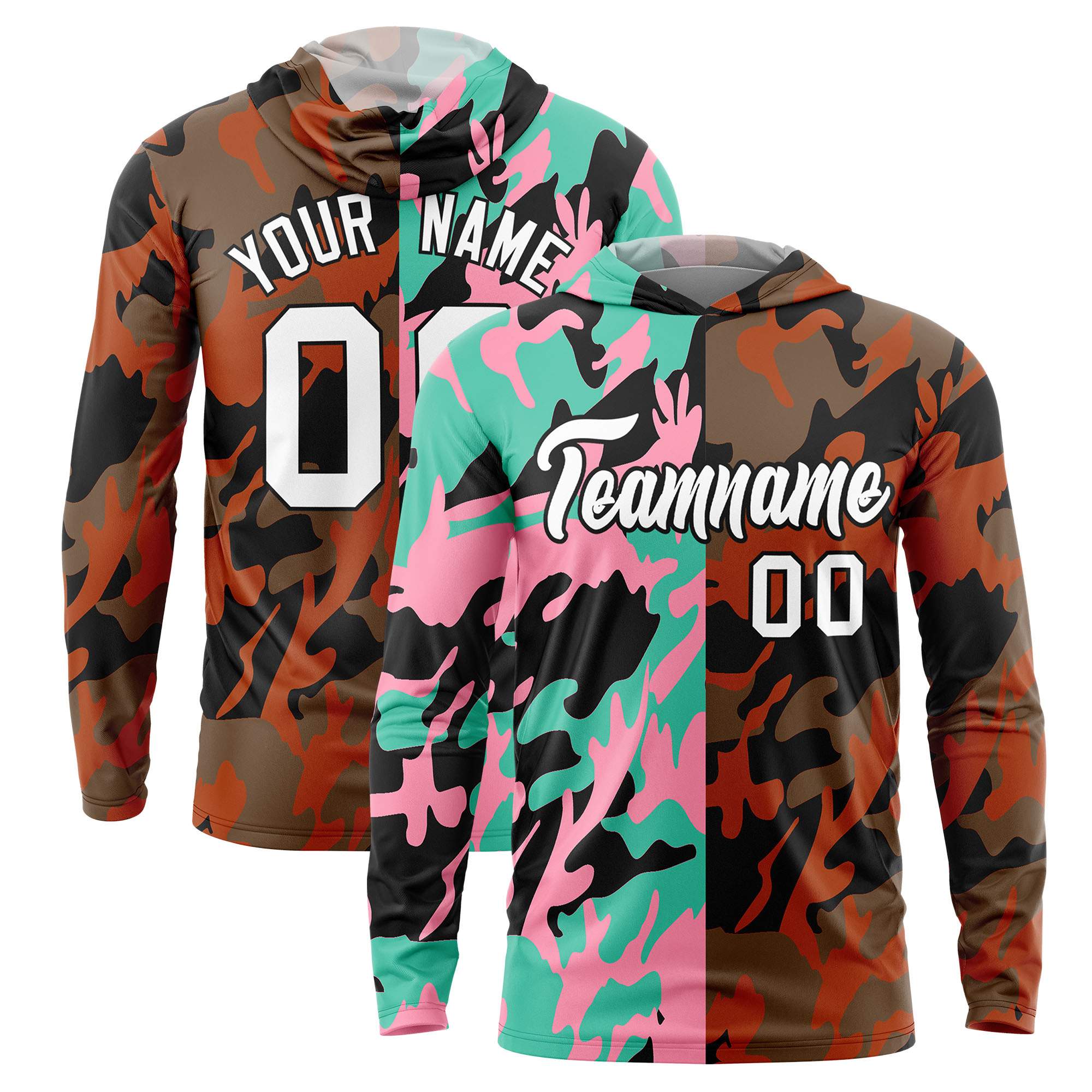 Custom Bright Green Light Pink-Black Personalized Camo Design Quick Dry Lightweight Hoodie| KXKSHOP