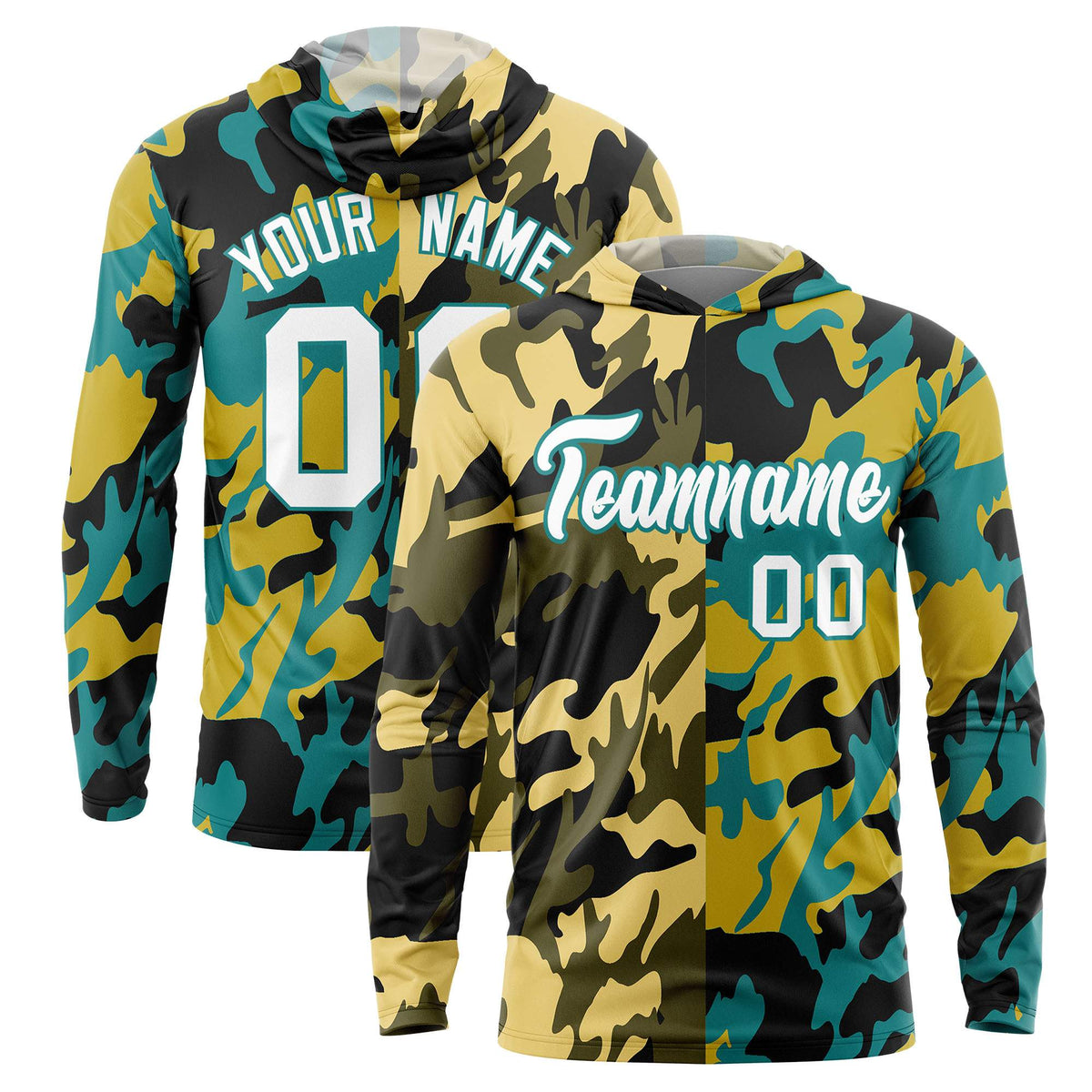 Custom Khaki Black-Olive Personalized Camo Design Quick Dry Lightweight Hoodie| KXKSHOP