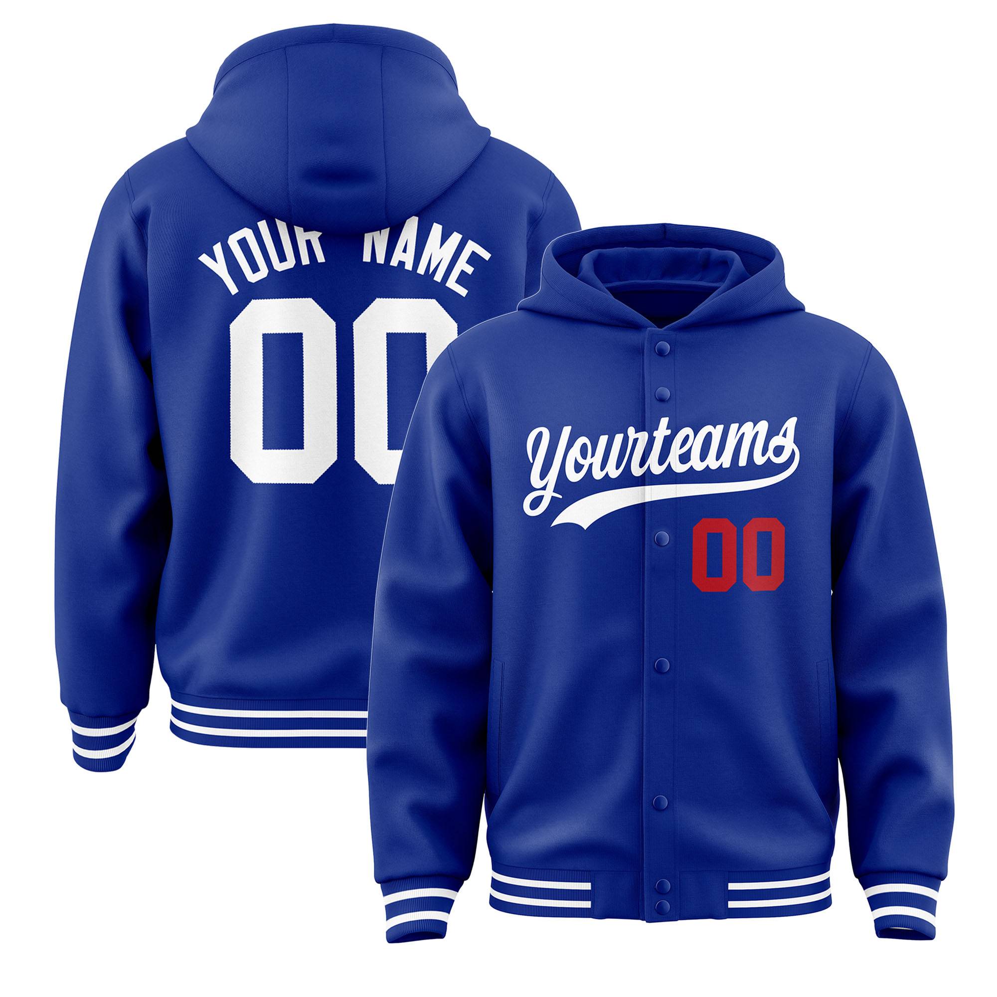 Custom Royal White Varsity Full-Snap Letterman Classic Jacket Hoodie| KXKSHOP