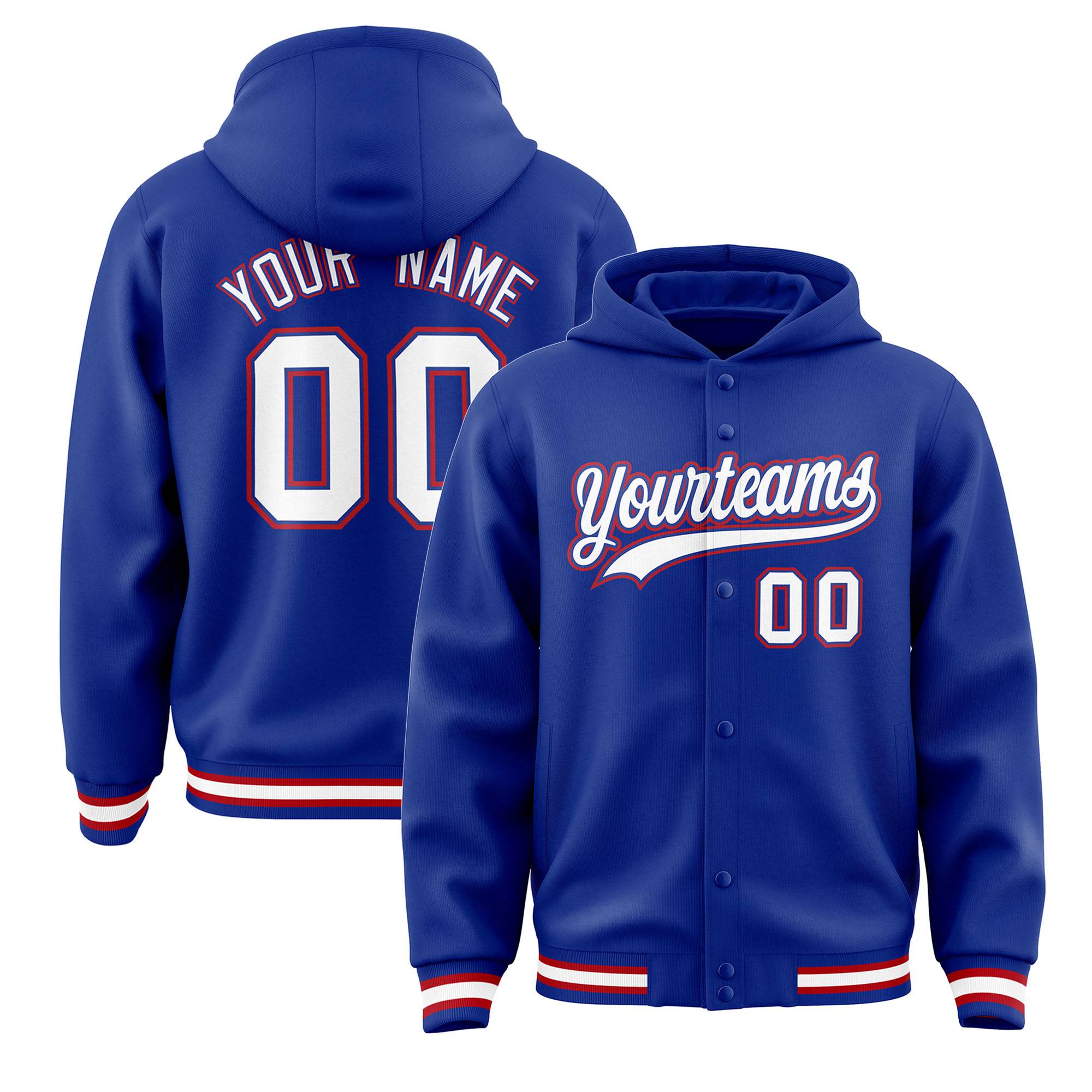 Custom Royal White-Royal Varsity Full-Snap Letterman Classic Jacket Hoodie| KXKSHOP