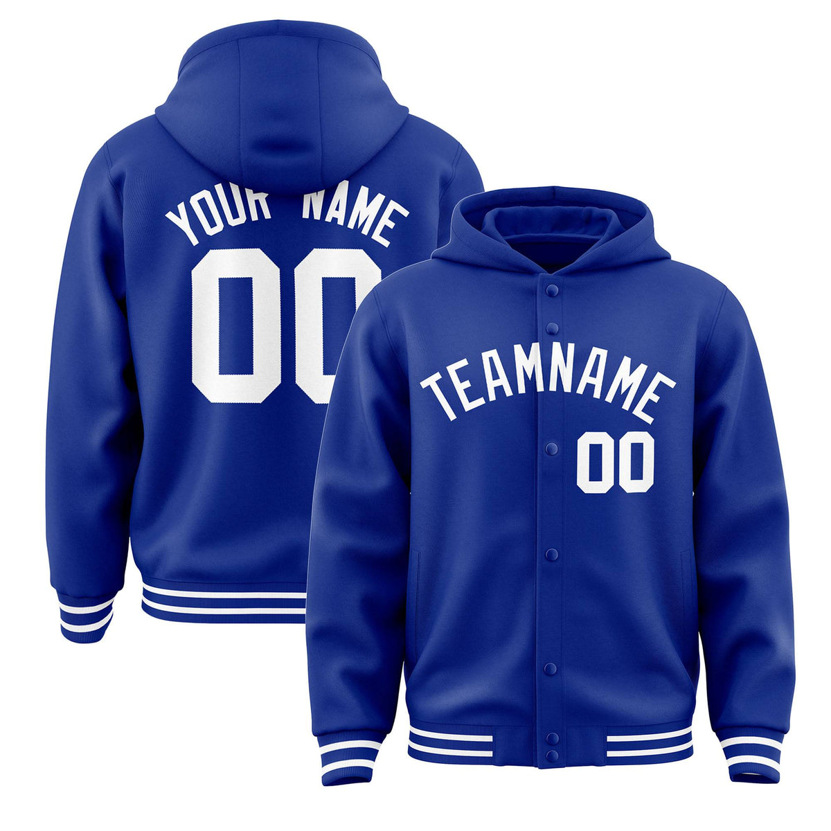 Custom Royal White Varsity Full-Snap Letterman Classic Jacket Hoodie| KXKSHOP