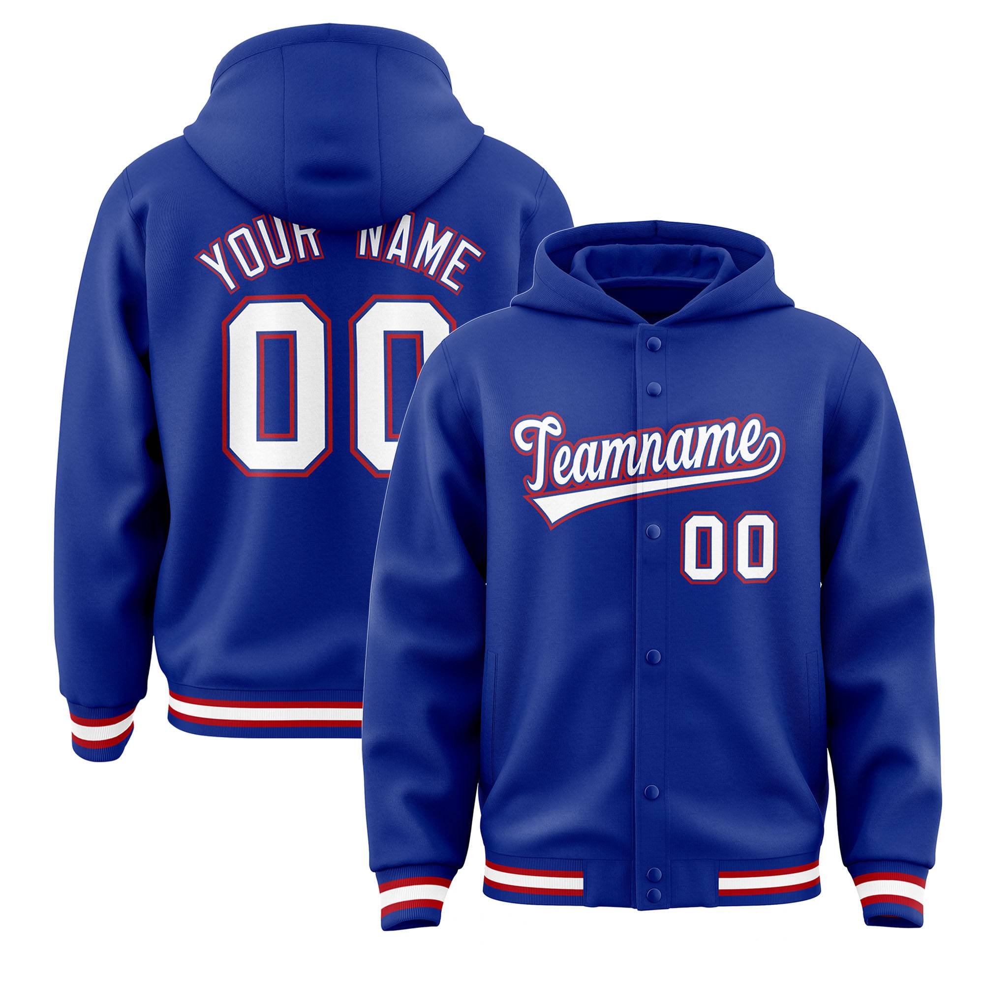Custom Royal White-Royal Varsity Full-Snap Letterman Classic Jacket Hoodie| KXKSHOP
