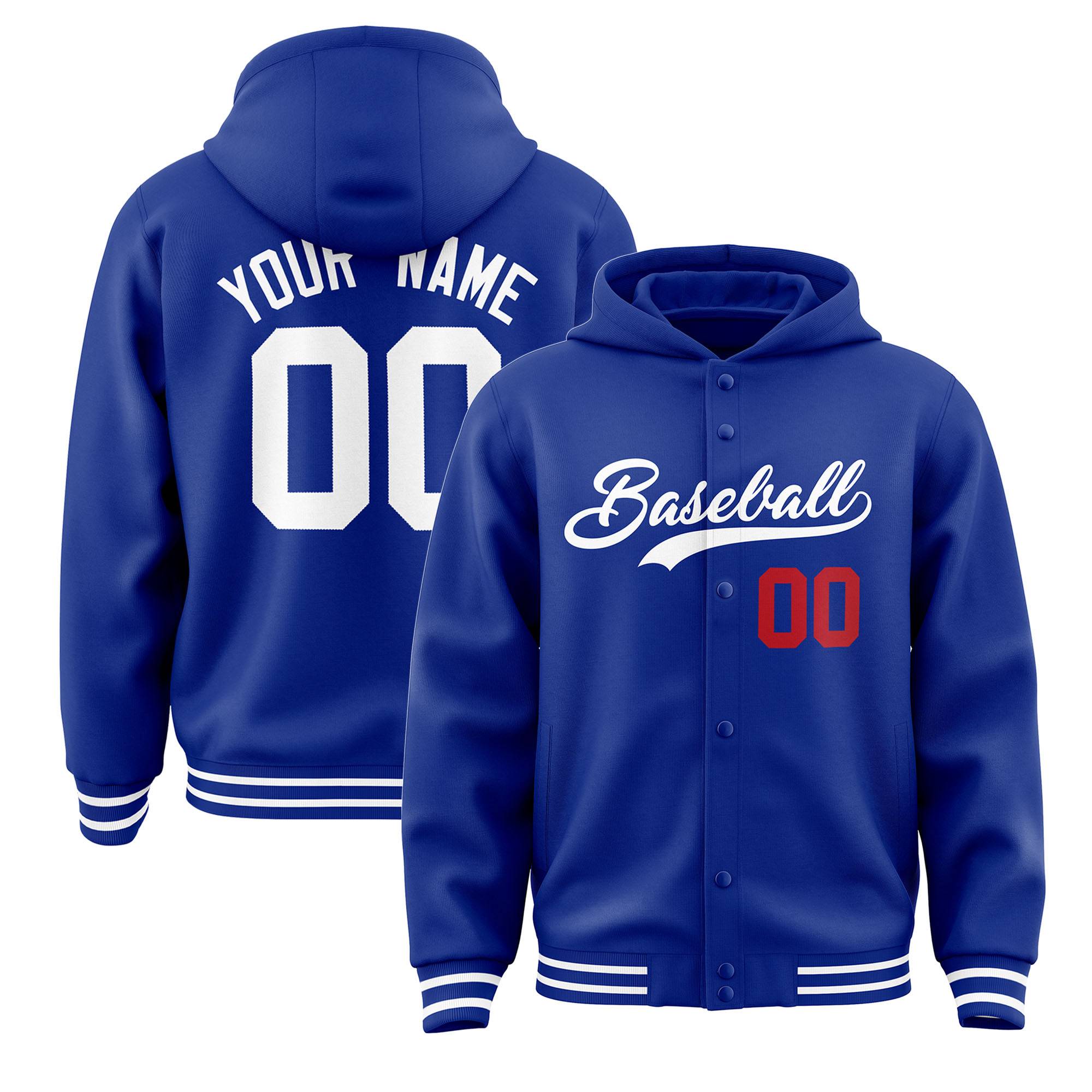 Custom Royal White Varsity Full-Snap Letterman Classic Jacket Hoodie| KXKSHOP