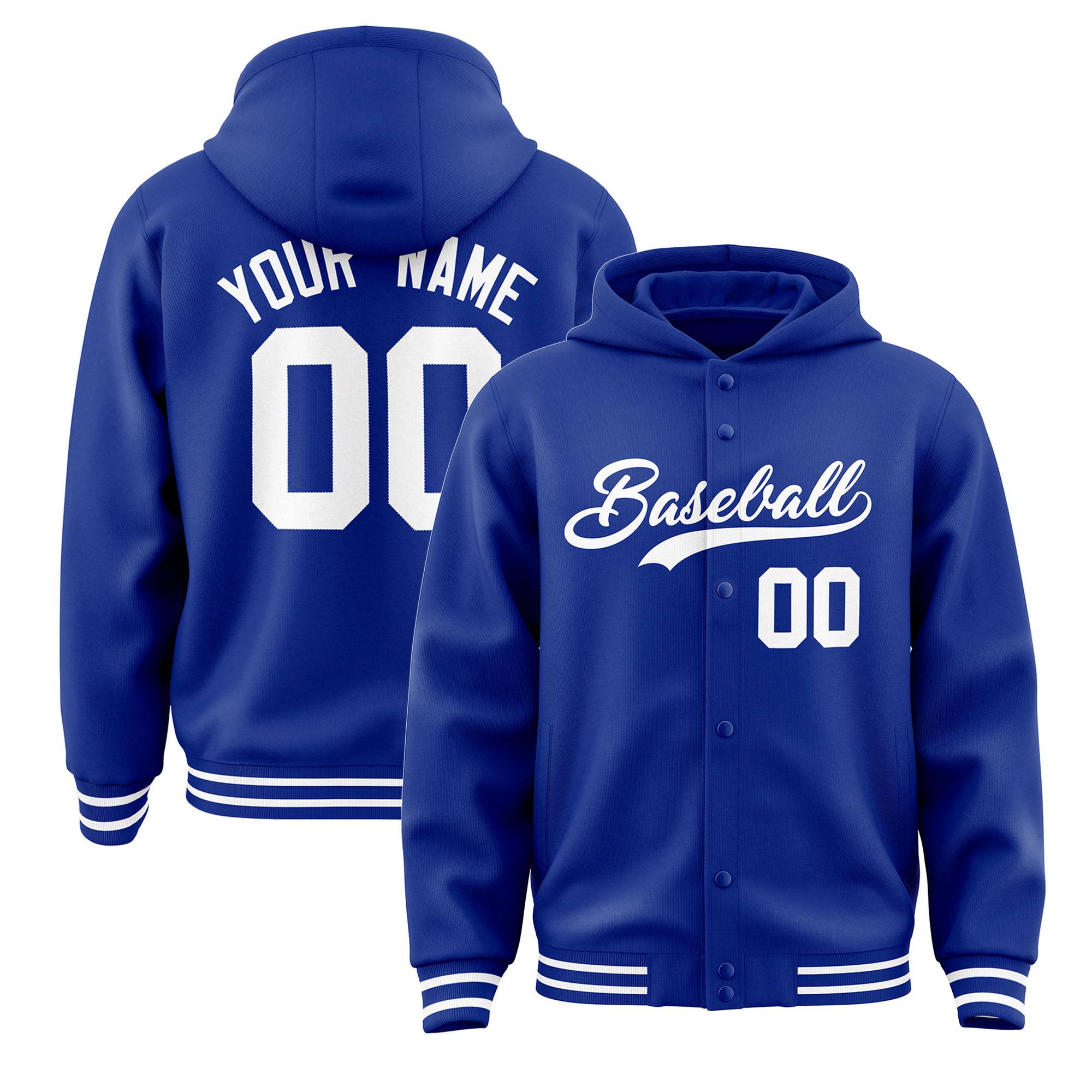 Custom Royal White Varsity Full-Snap Letterman Classic Jacket Hoodie| KXKSHOP