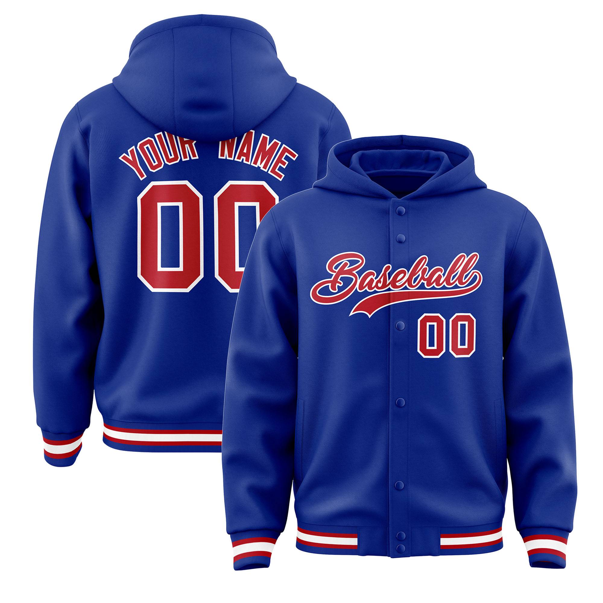 Custom Royal Red-White Varsity Full-Snap Letterman Classic Jacket Hoodie| KXKSHOP