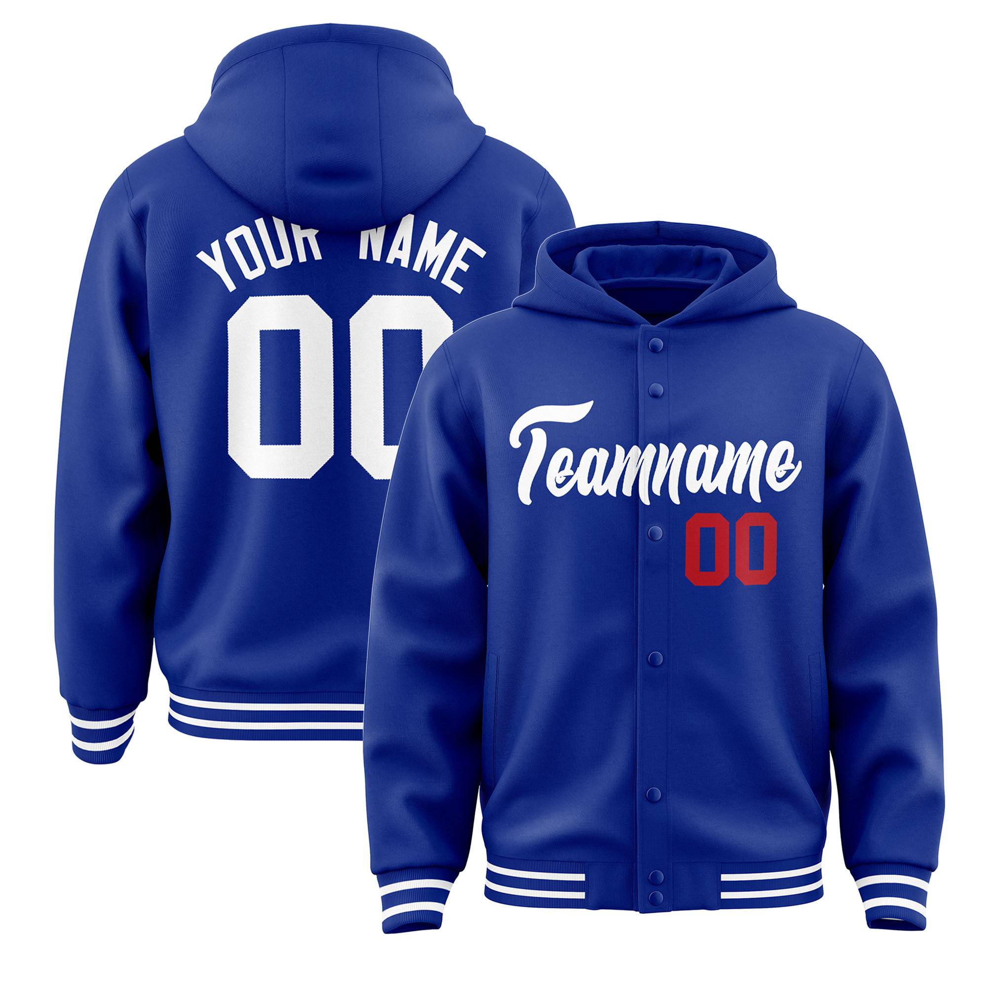 Custom Royal White Varsity Full-Snap Letterman Classic Jacket Hoodie| KXKSHOP