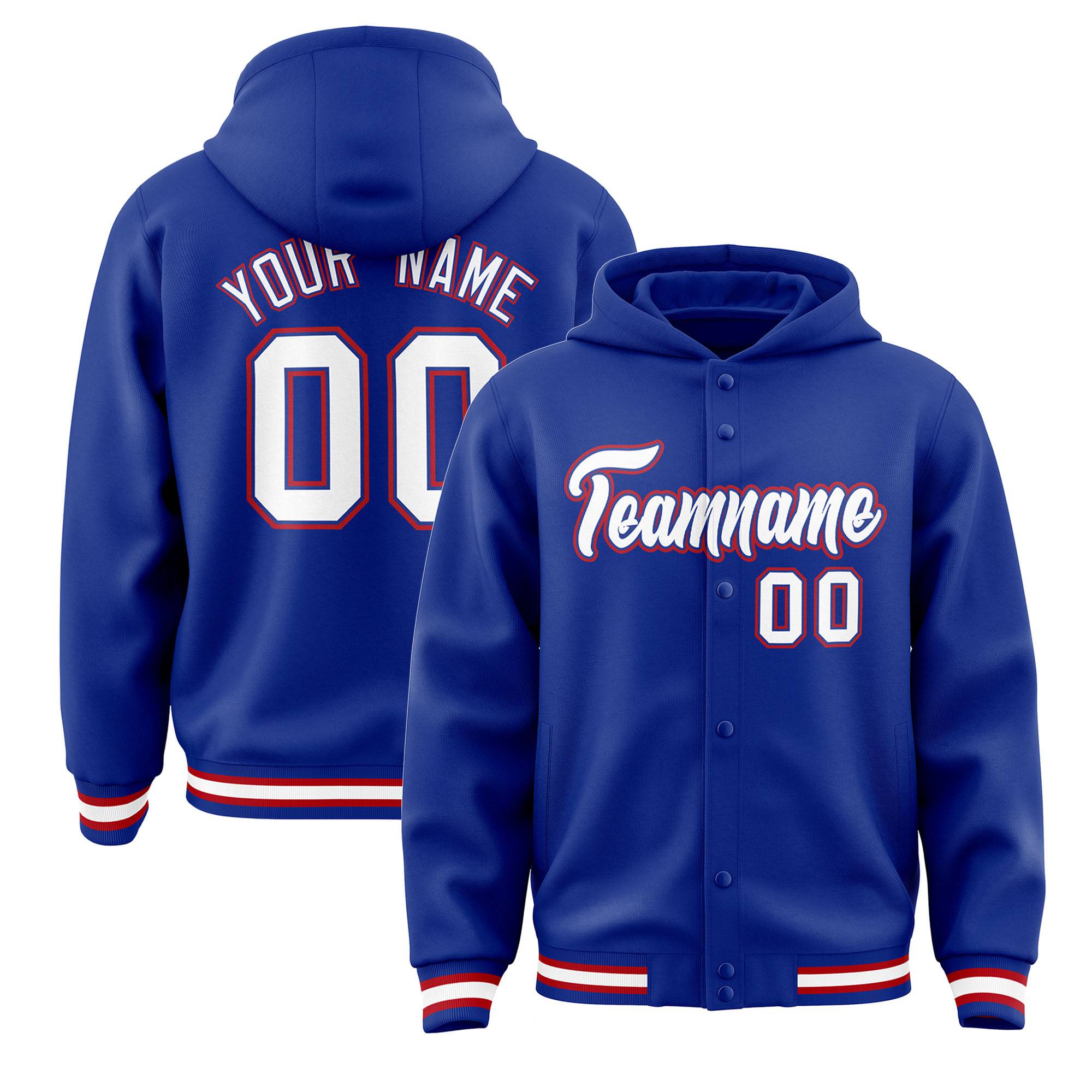 Custom Royal White-Royal Varsity Full-Snap Letterman Classic Jacket Hoodie| KXKSHOP