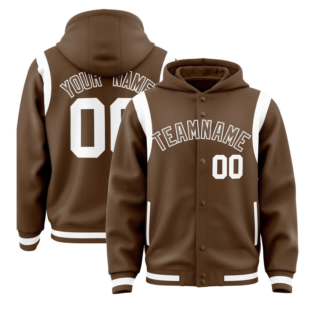 Custom Light Brown Light Brown Varsity Full-Snap Letterman Shoulder Color Block Jacket Hoodie| KXKSHOP