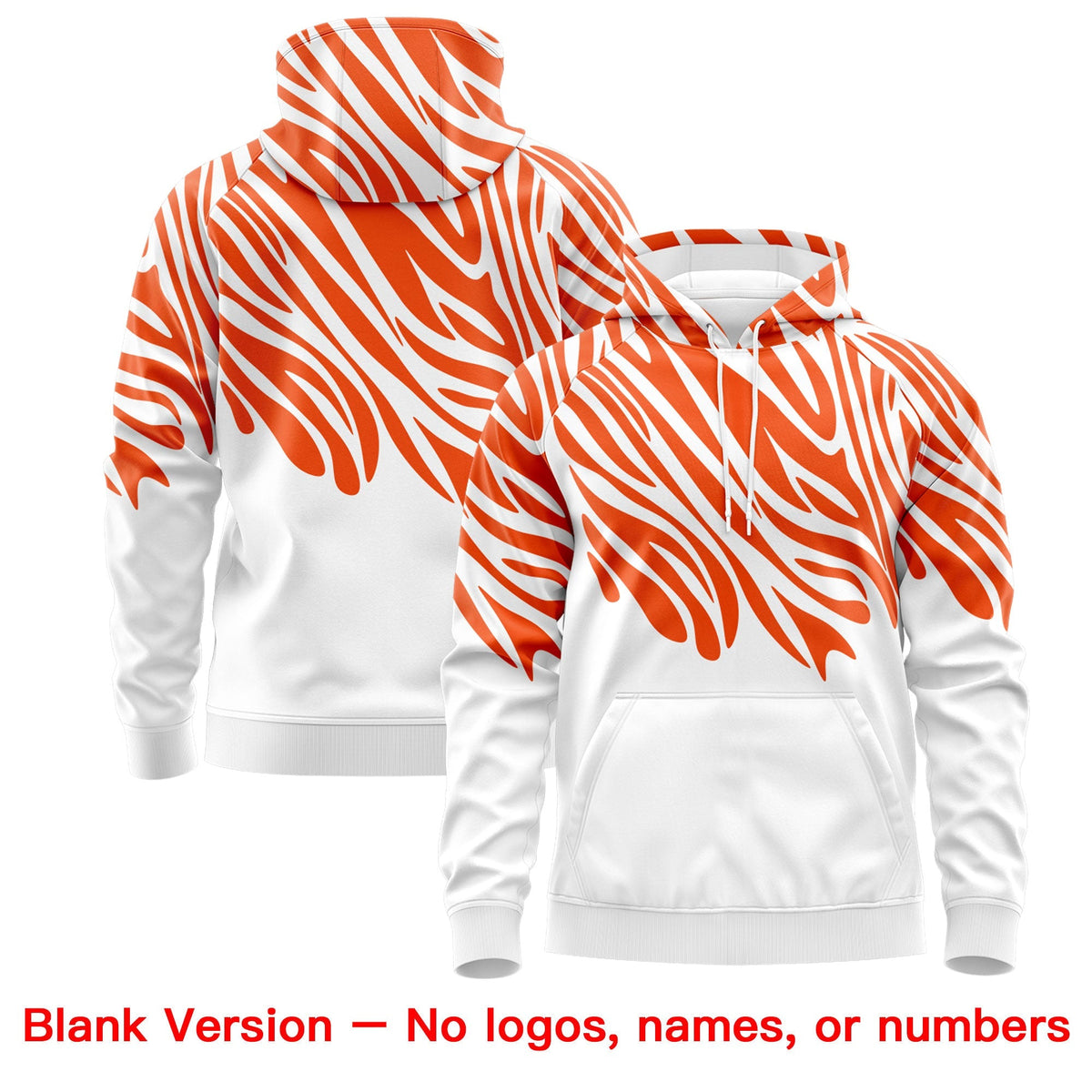 Custom Orange White Royal Blue Leopard Print Pullover Sweatshirt Hoodie| KXKSHOP