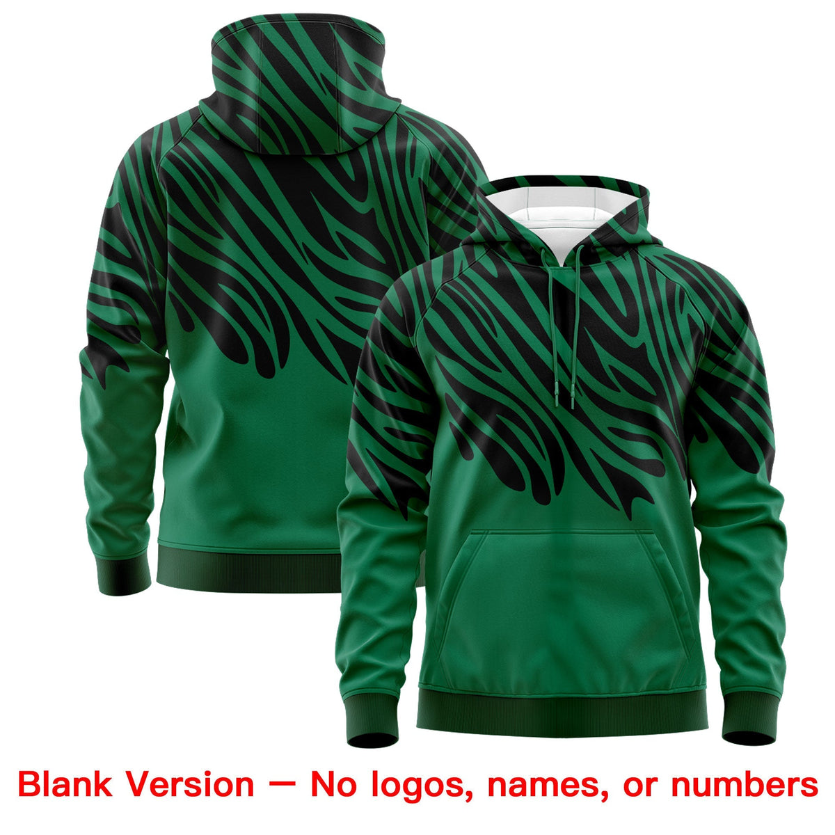 Custom Kelly Green Black Leopard Print Pullover Sweatshirt Hoodie| KXKSHOP