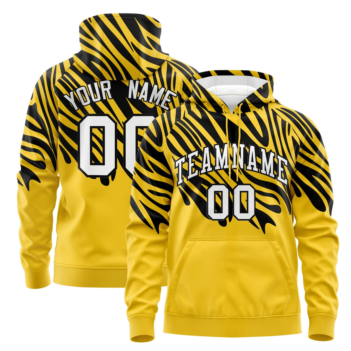 Custom Gold Black White Leopard Print Pullover Sweatshirt Hoodie| KXKSHOP