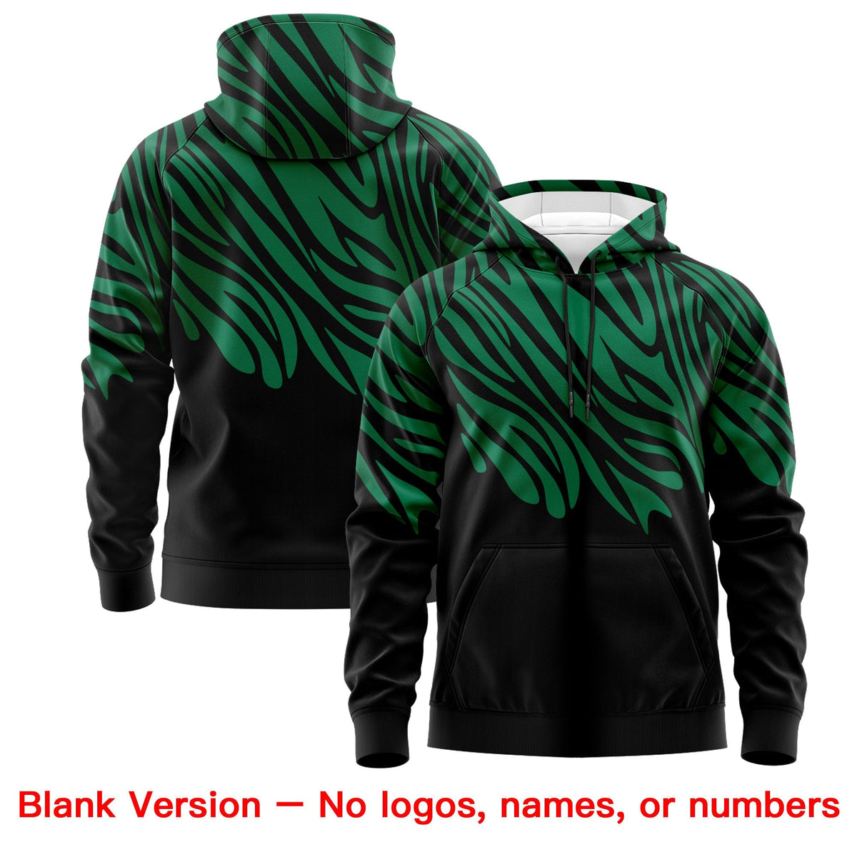 Custom Kelly Green Black White Leopard Print Pullover Sweatshirt Hoodie| KXKSHOP