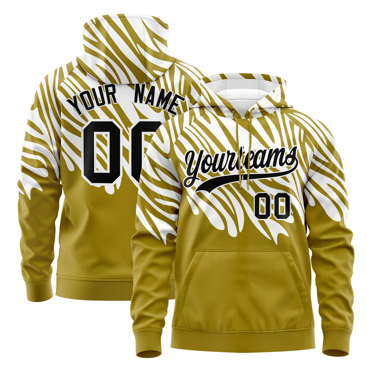 Custom White Old Gold Leopard Print Pullover Sweatshirt Hoodie| KXKSHOP