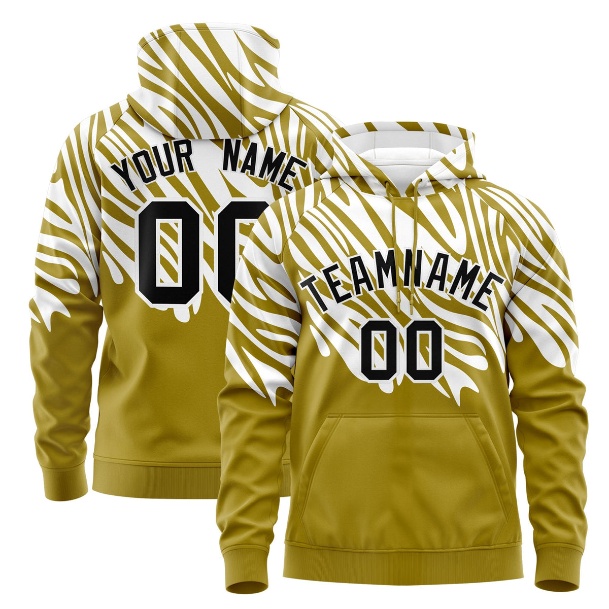Custom White Old Gold Leopard Print Pullover Sweatshirt Hoodie| KXKSHOP