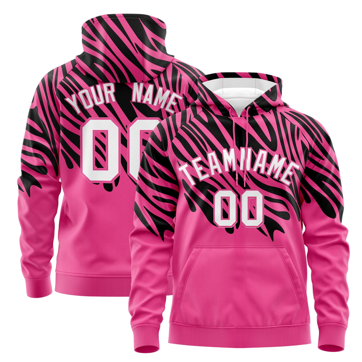 Custom Black Pink Leopard Print Pullover Sweatshirt Hoodie| KXKSHOP