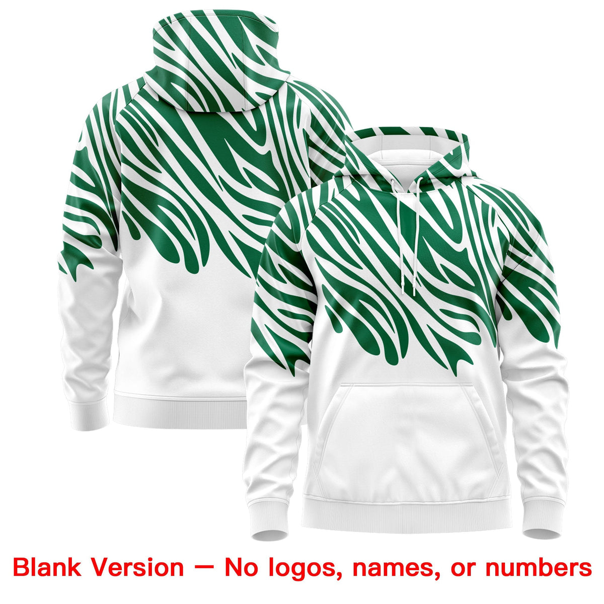 Custom Kelly Green White Black Leopard Print Pullover Sweatshirt Hoodie| KXKSHOP