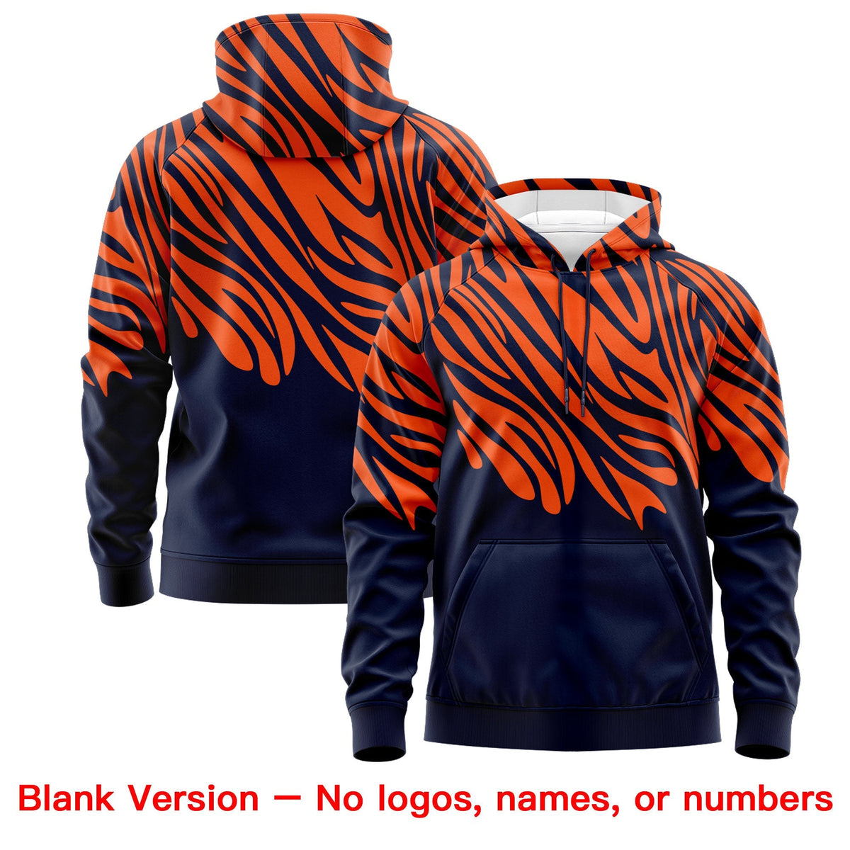 Custom Orange Navy Leopard Print Pullover Sweatshirt Hoodie| KXKSHOP