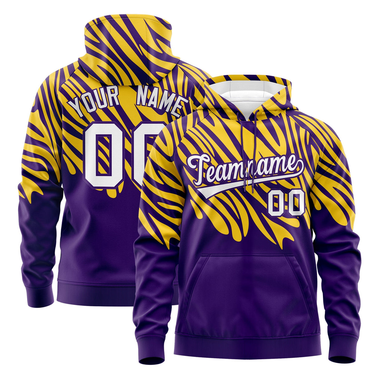 Custom Gold Purple Leopard Print Pullover Sweatshirt Hoodie| KXKSHOP
