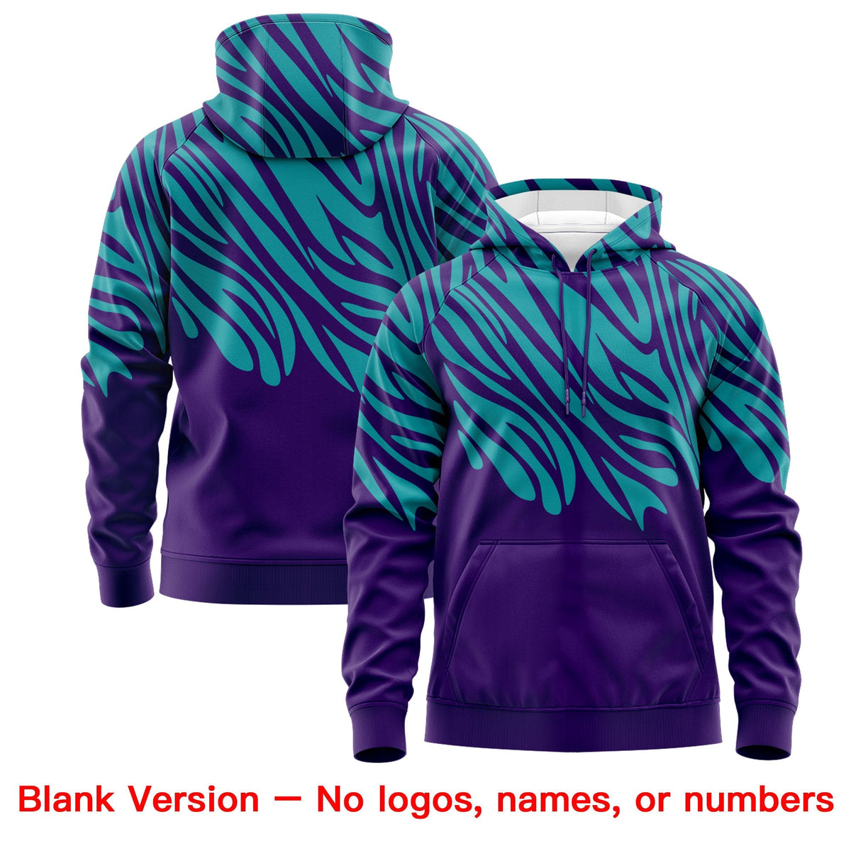 Custom Purple Aqua White Leopard Print Pullover Sweatshirt Hoodie| KXKSHOP