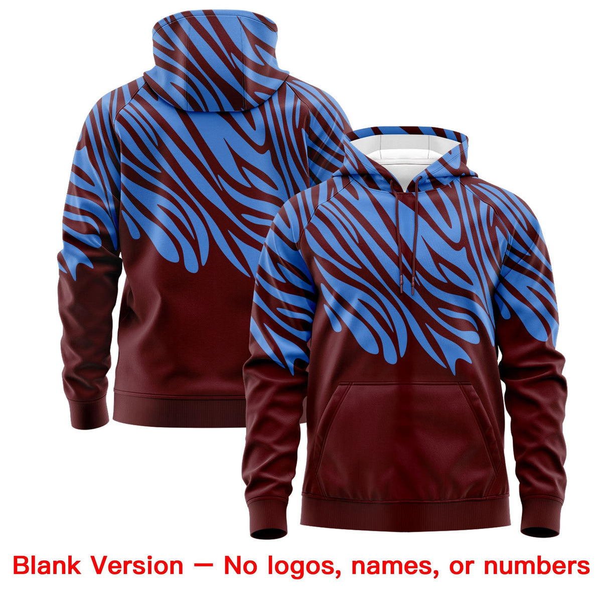 Custom Powder Blue Crimson Leopard Print Pullover Sweatshirt Hoodie| KXKSHOP