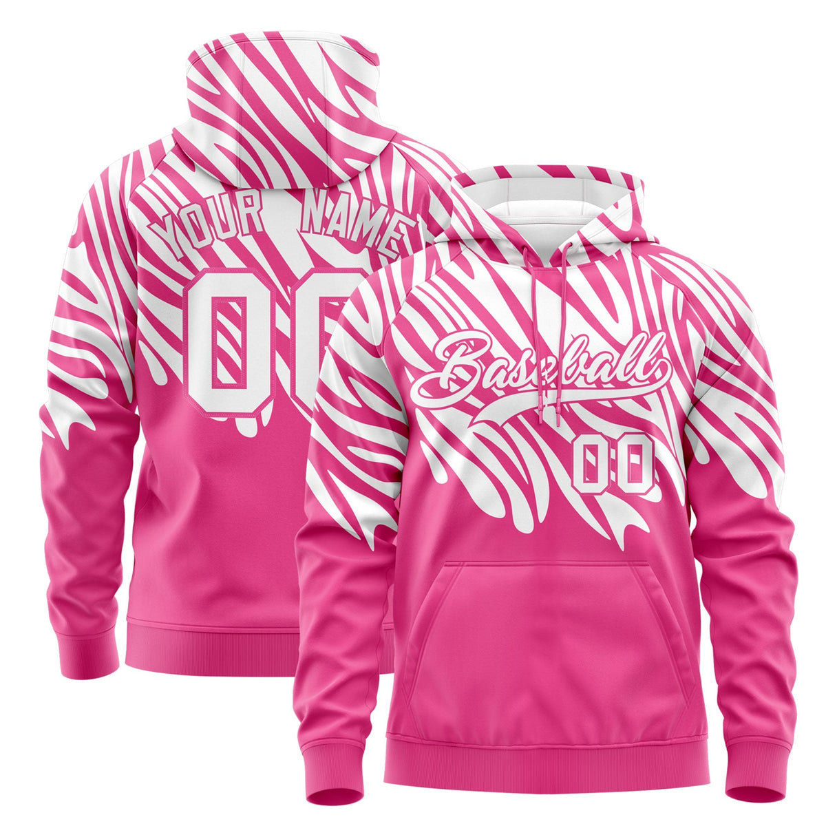 Custom White Pink Leopard Print Pullover Sweatshirt Hoodie| KXKSHOP