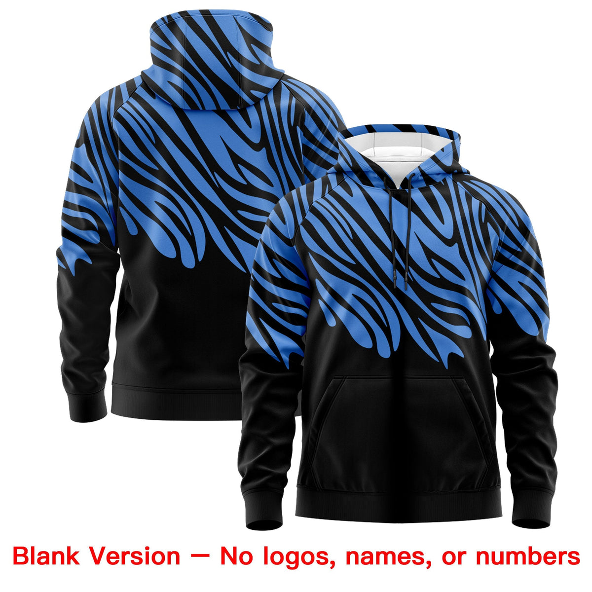 Custom Powder Blue Black Leopard Print Pullover Sweatshirt Hoodie| KXKSHOP