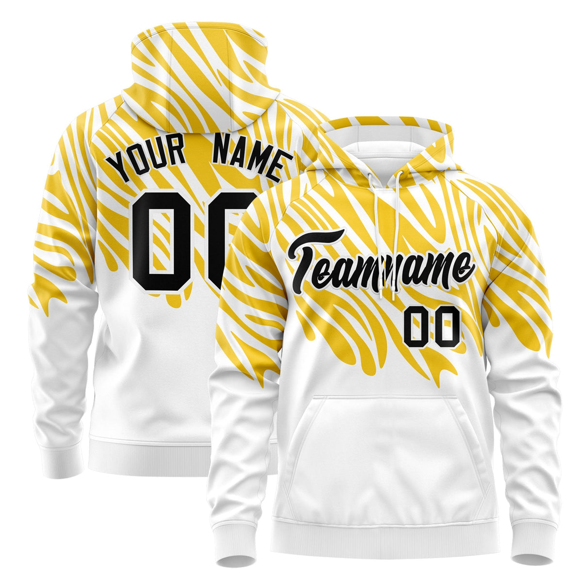 Custom White Gold Leopard Print Pullover Sweatshirt Hoodie| KXKSHOP