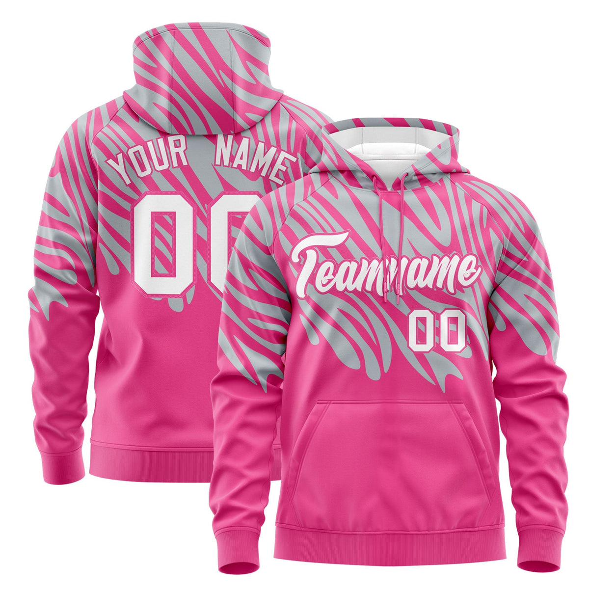 Custom Silver Pink Leopard Print Pullover Sweatshirt Hoodie| KXKSHOP