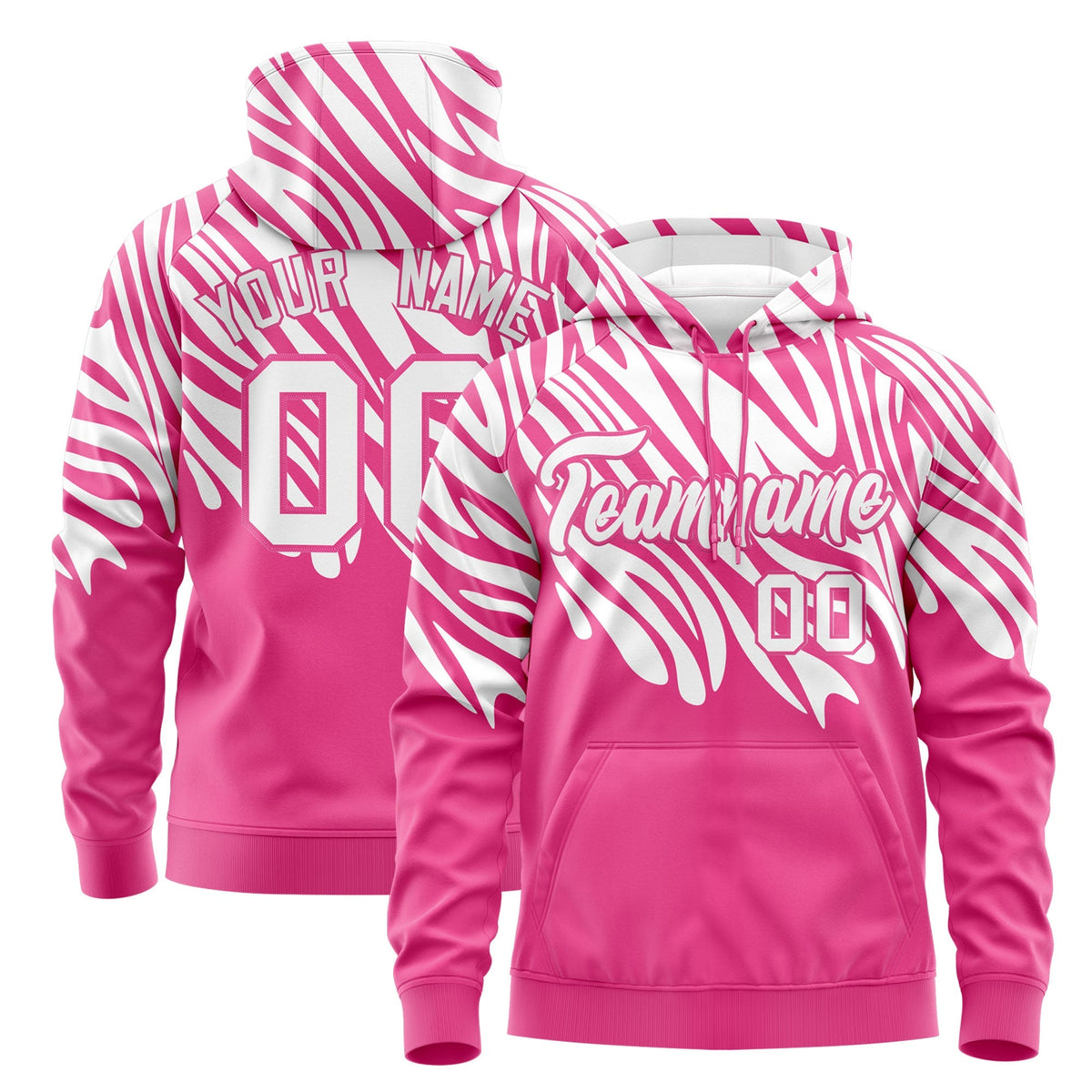 Custom White Pink Leopard Print Pullover Sweatshirt Hoodie| KXKSHOP