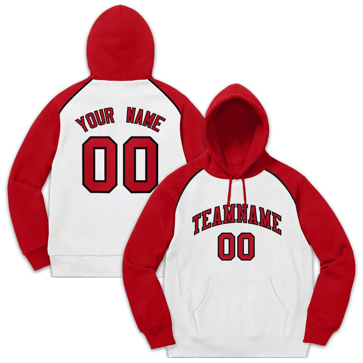 Custom Stitched Sportwear White Red-Black Raglan Sleeves Pullover Hoodie| KXKSHOP