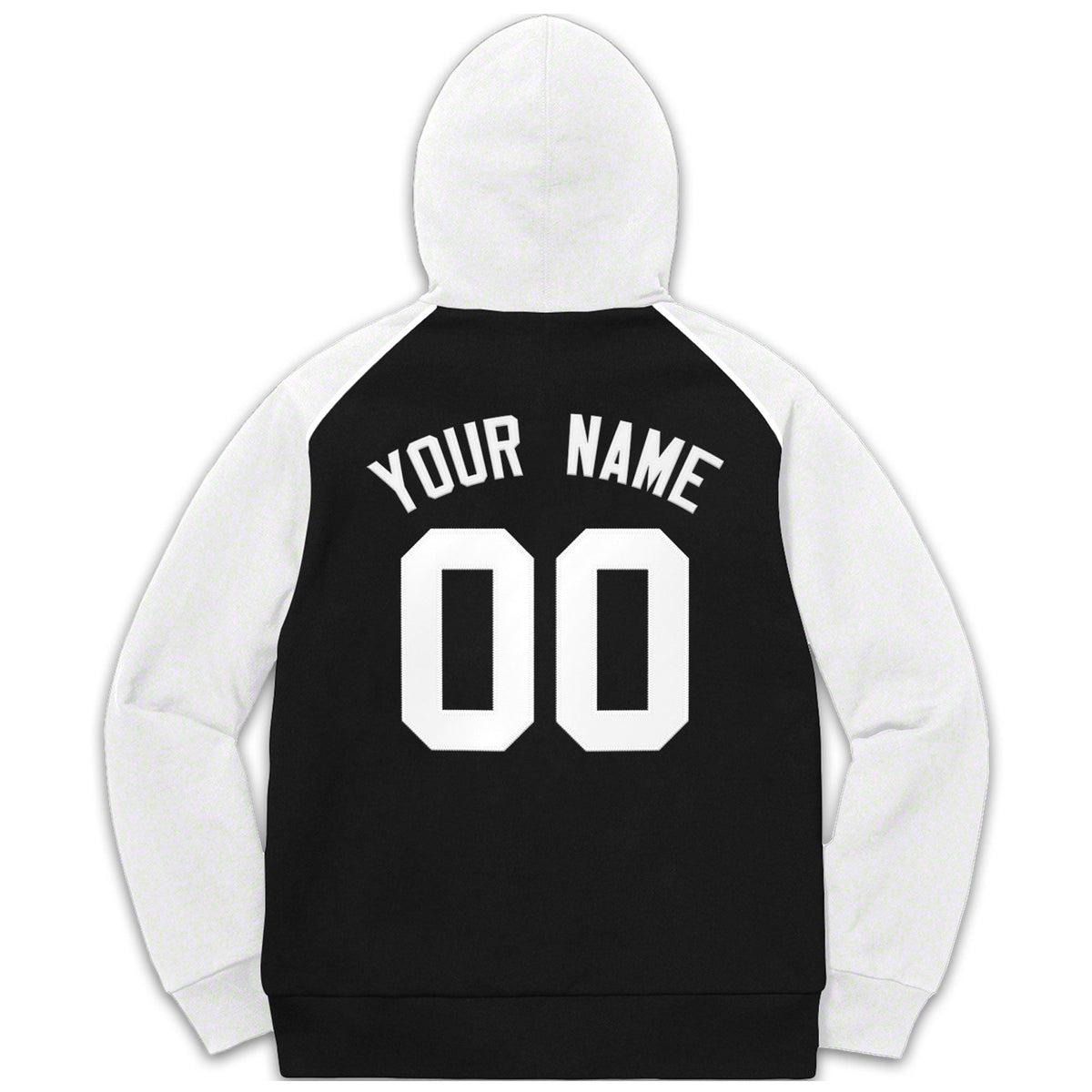 Custom Stitched Sportwear Black White Raglan Sleeves Pullover Hoodie| KXKSHOP