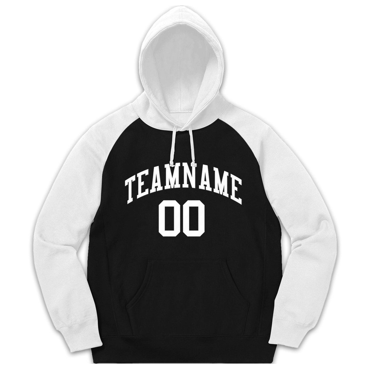Custom Stitched Sportwear Black White Raglan Sleeves Pullover Hoodie| KXKSHOP
