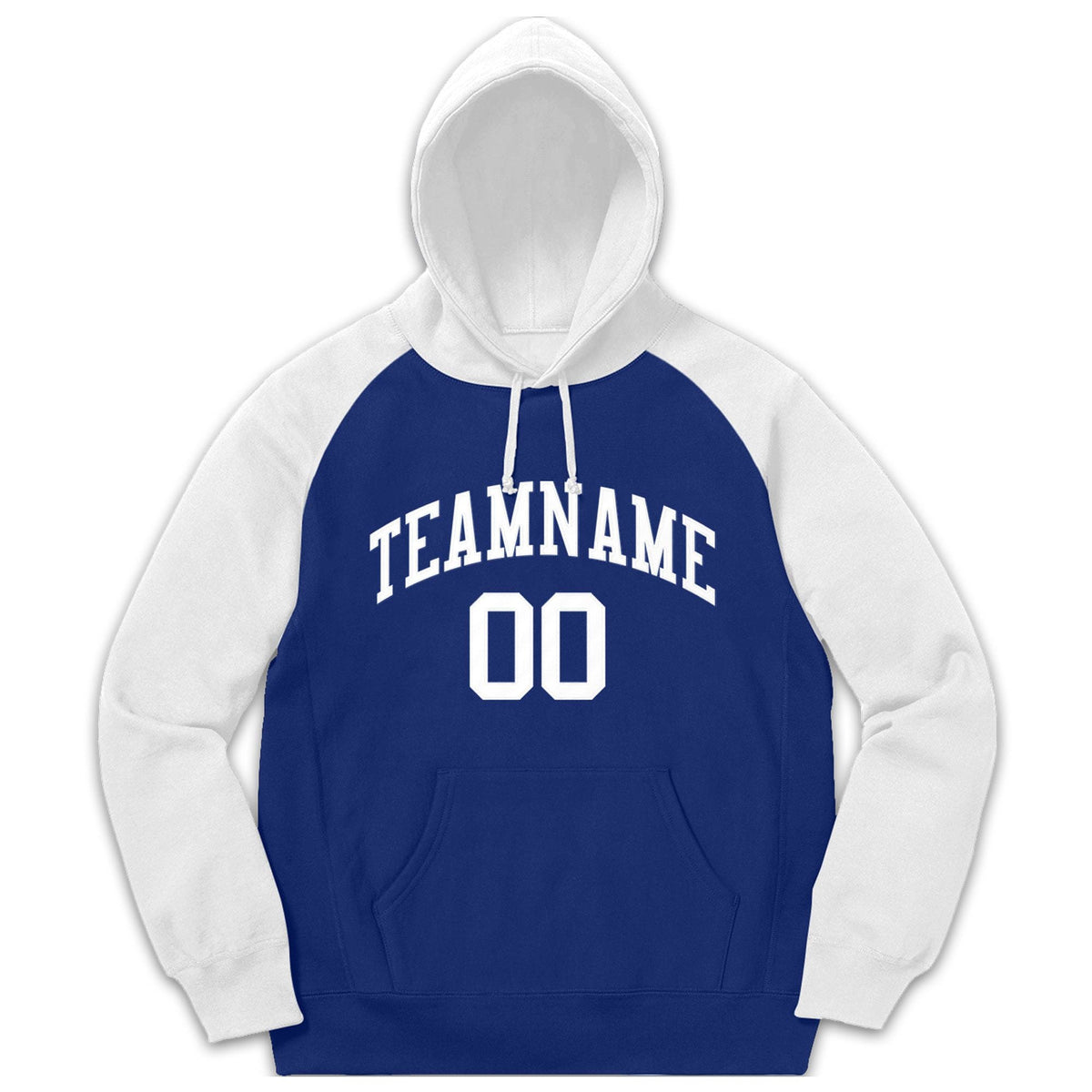 Custom Stitched Sportwear Royal White Raglan Sleeves Pullover Hoodie| KXKSHOP