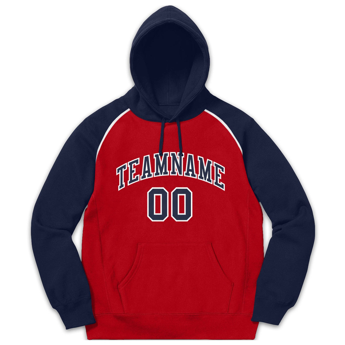 Custom Stitched Sportwear Red Navy-White Raglan Sleeves Pullover Hoodie| KXKSHOP