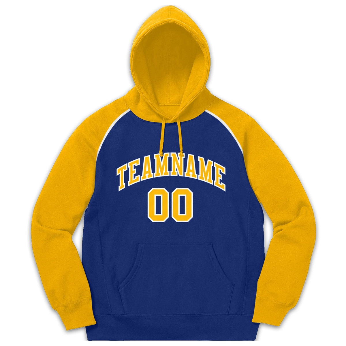 Custom Stitched Sportwear Royal Gold-White Raglan Sleeves Pullover Hoodie| KXKSHOP