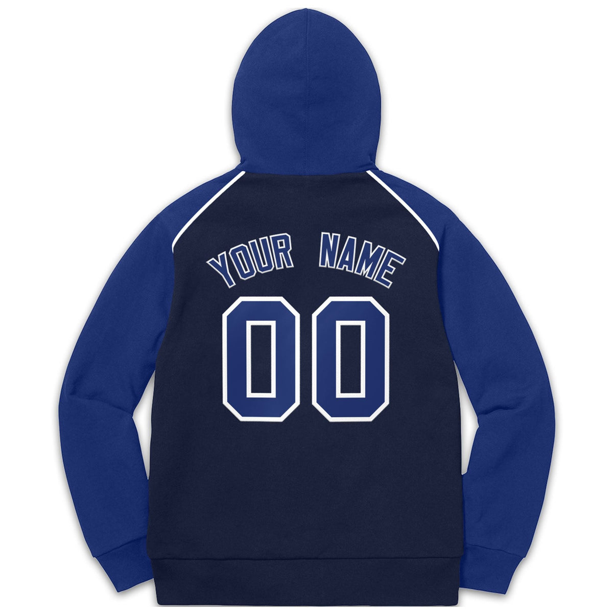 Custom Stitched Sportwear Navy Royal-White Raglan Sleeves Pullover Hoodie| KXKSHOP