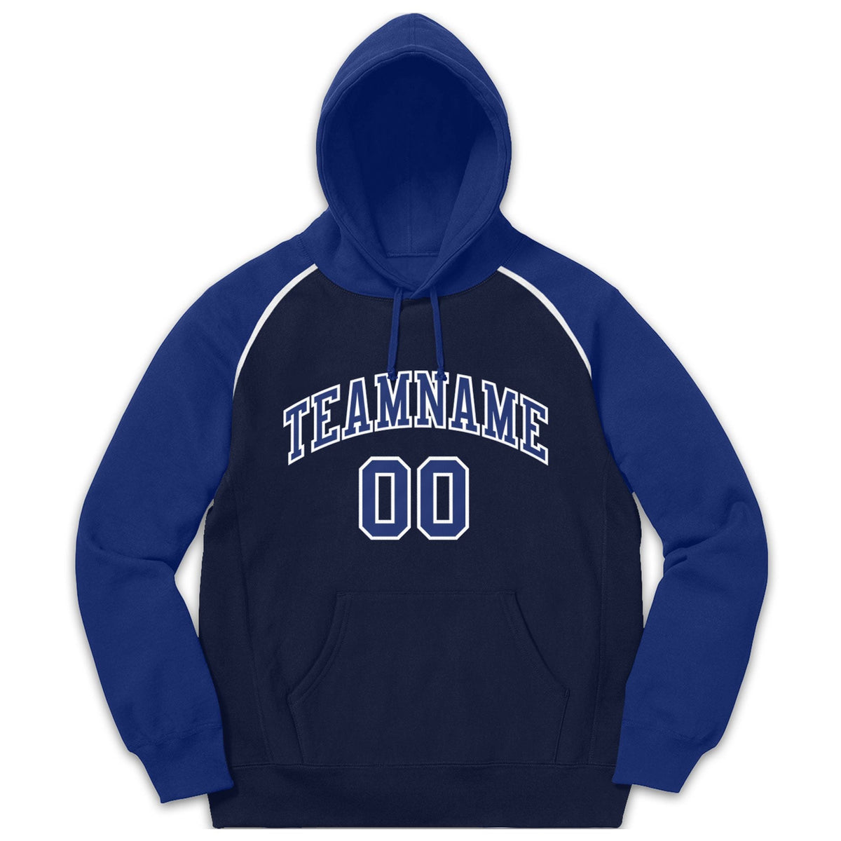 Custom Stitched Sportwear Navy Royal-White Raglan Sleeves Pullover Hoodie| KXKSHOP