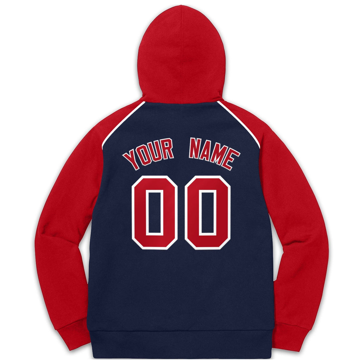 Custom Stitched Sportwear Navy Red-White Raglan Sleeves Pullover Hoodie| KXKSHOP