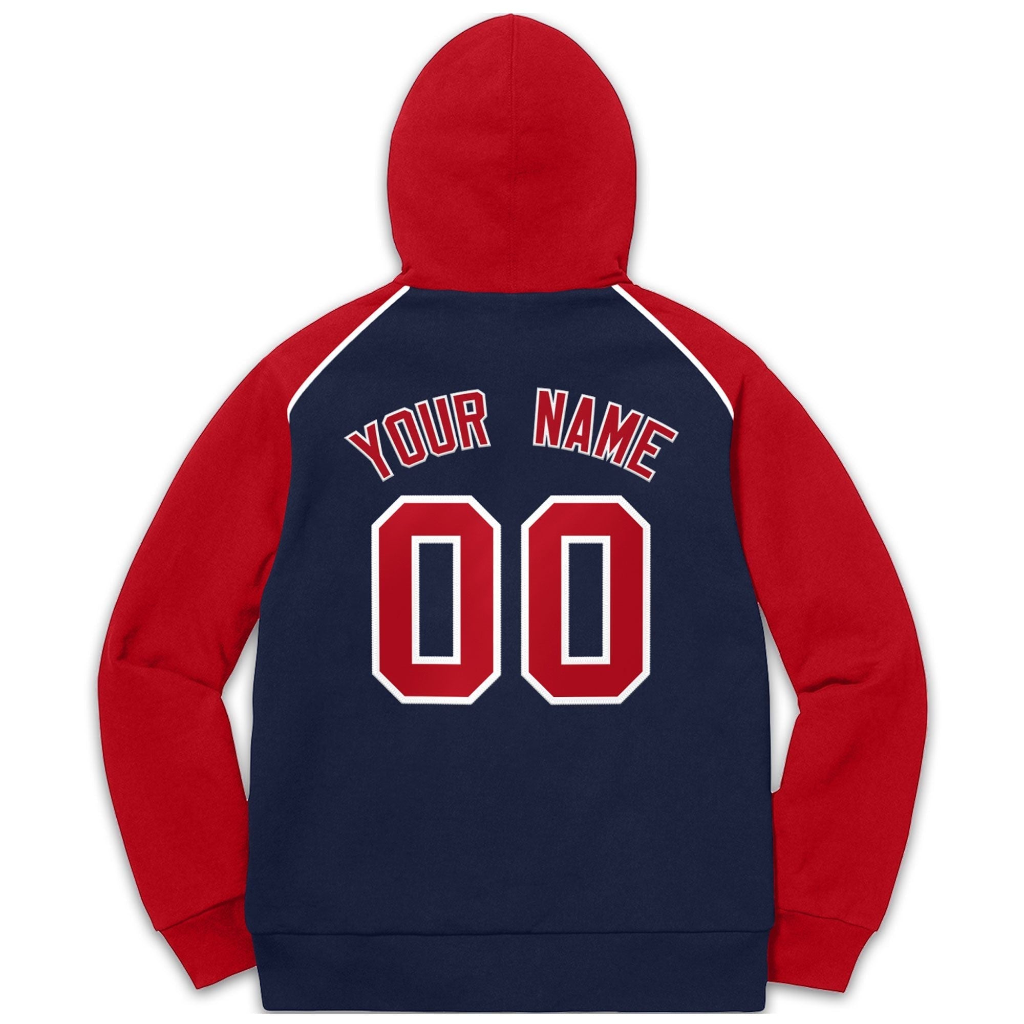 Custom Stitched Sportwear Navy Red-White Raglan Sleeves Pullover Hoodie| KXKSHOP