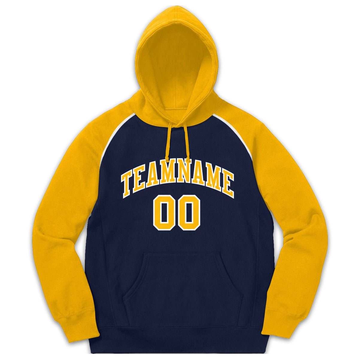 Custom Stitched Sportwear Navy Gold-White Raglan Sleeves Pullover Hoodie| KXKSHOP